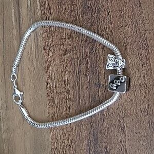 Silver Snake Chain Charm Bracelet
